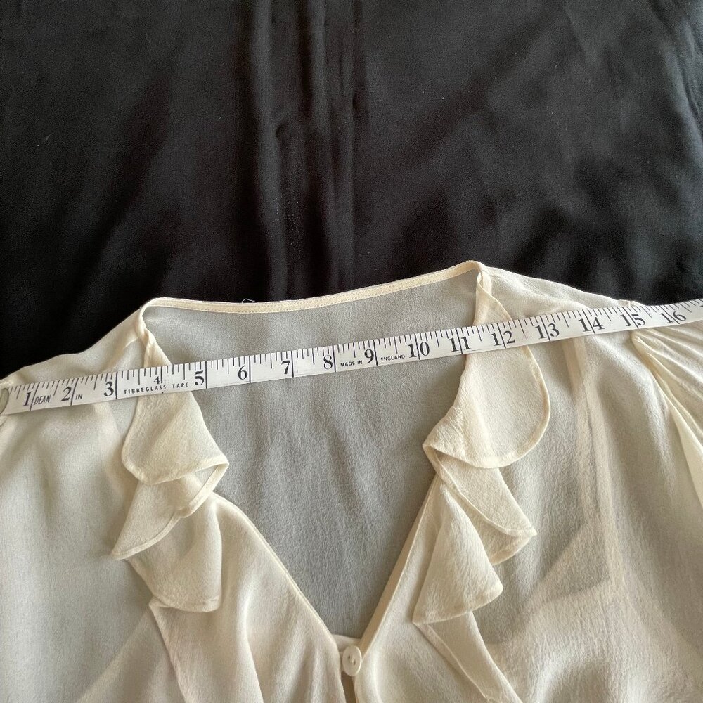 VALERIE STEVENS dark Ivory/cream 100% silk chiffon blouse a cami - Picture 2 of 8